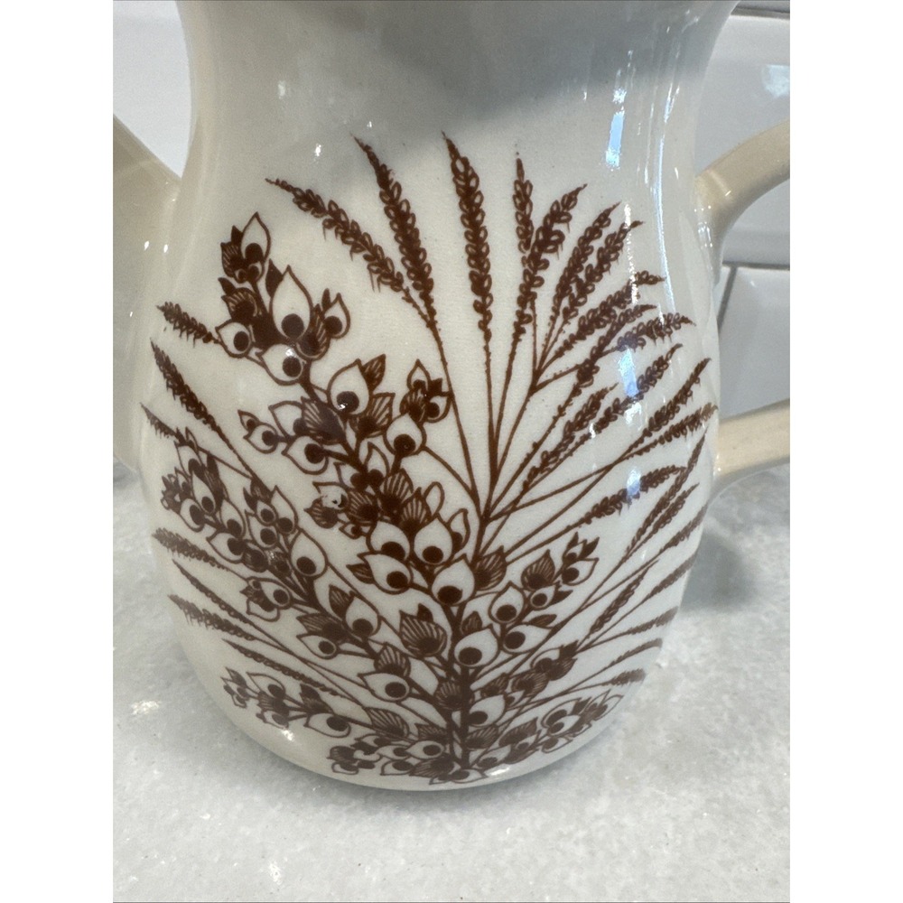 CP Colditz Tea Pot Porcelain German Democratic Republic Brown Wheat Rye MCM O08 - Picture 2 of 14